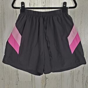 Inches Off Black Pink Pull-On High Rise Swim Shorts Women's Size Medium